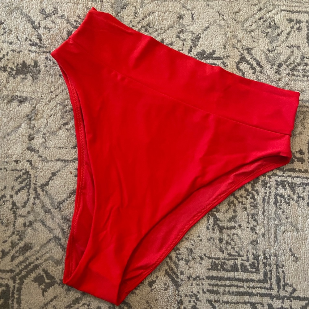 Aerie Red high cut cheeky bikini bottom